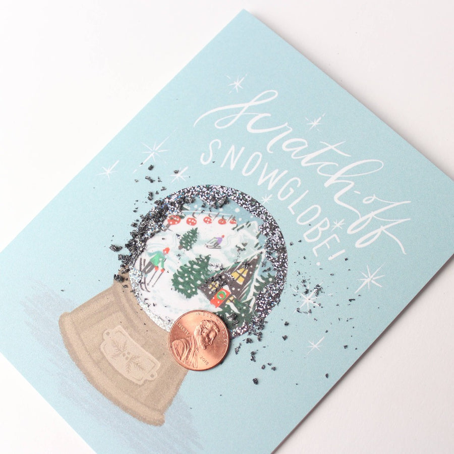 Scratch-off Snow Globe Alpine Holiday Greeting Card