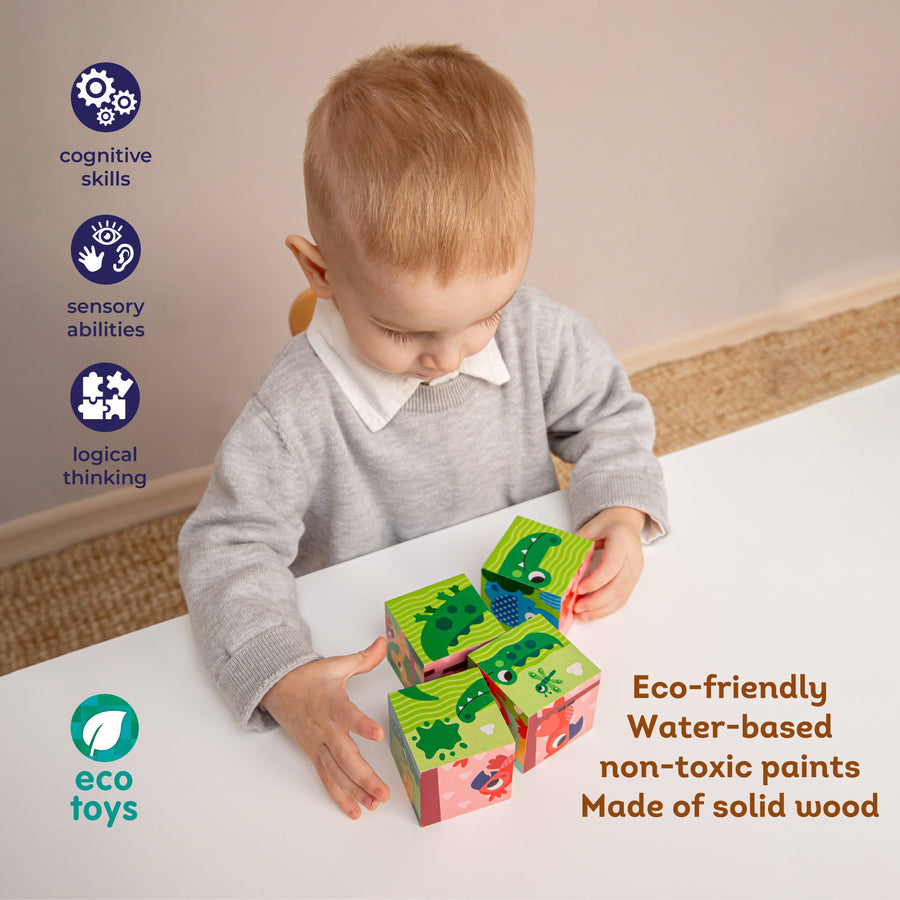 Wooden Puzzle Blocks - Colorful Zoo