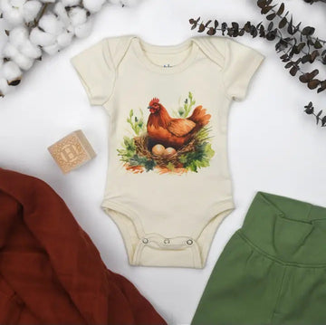 Organic Cotton Short Sleeve Baby Bodysuit - Olive