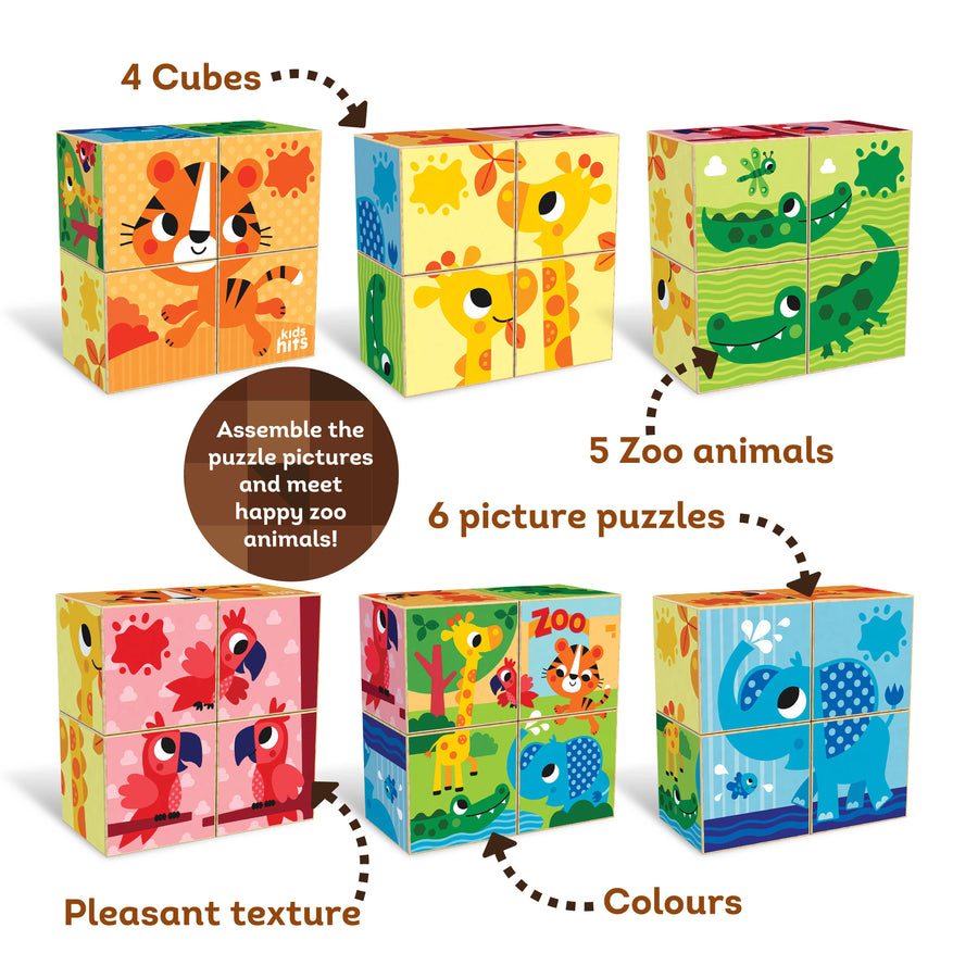 Wooden Puzzle Blocks - Colorful Zoo