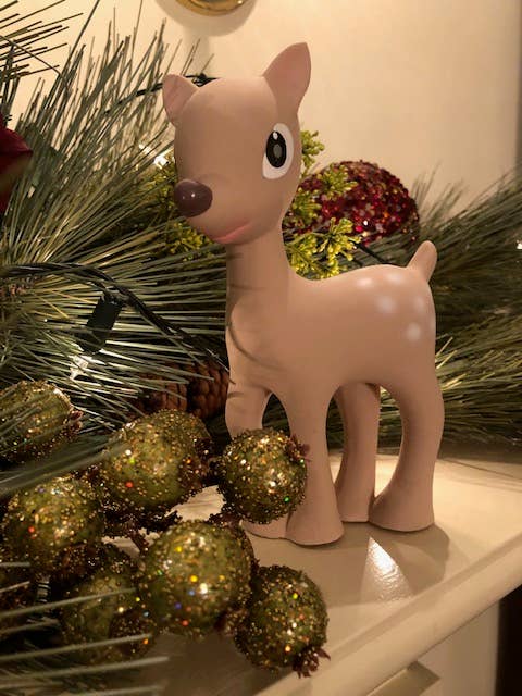 Ralphie Reindeer Organic Rubber Rattle, Teether, & Bath Toy