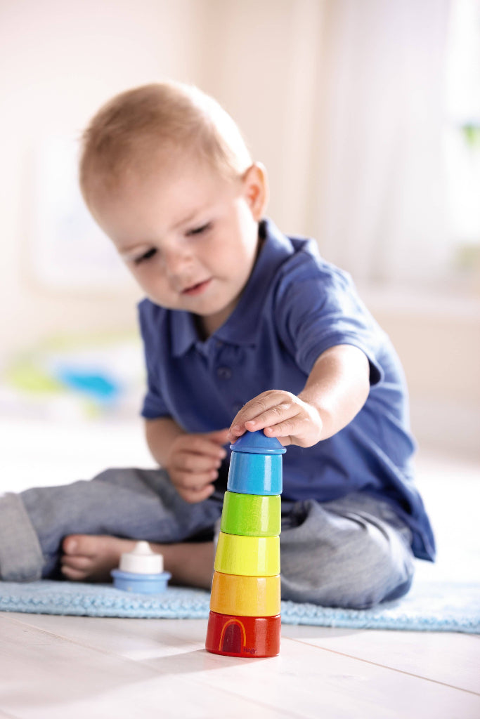 Wooden Rainbow Lighthouse Montessori Stacker & Balance Toy