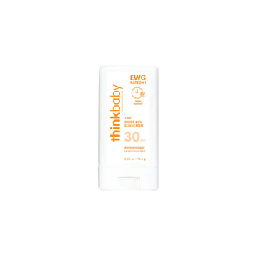 Picture of the front of the Thinkbaby Sunscreen Stick against a white background