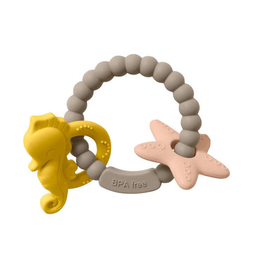 Seahorse Silicone Teething Ring - Taupe