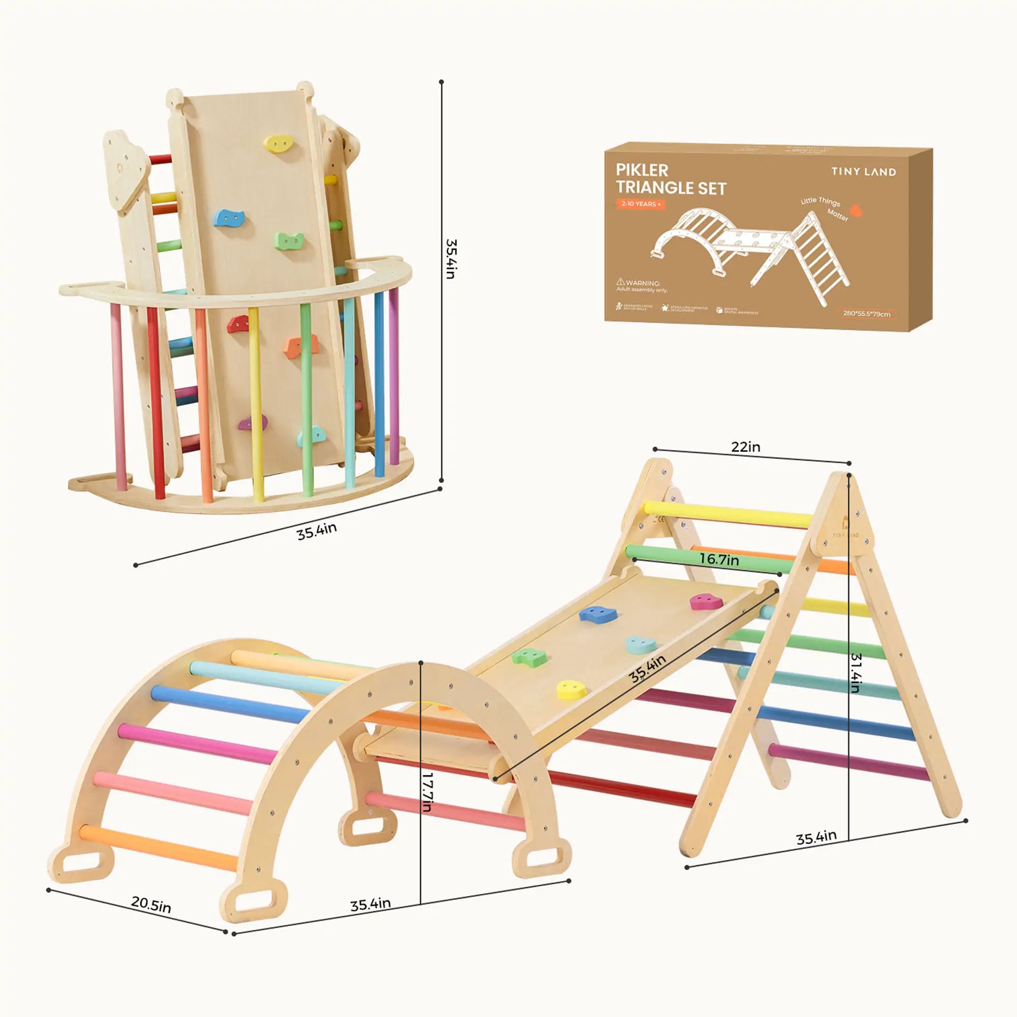 Tiny Land® 7-in-1 Rainbow Climbing Set – Natural Resources