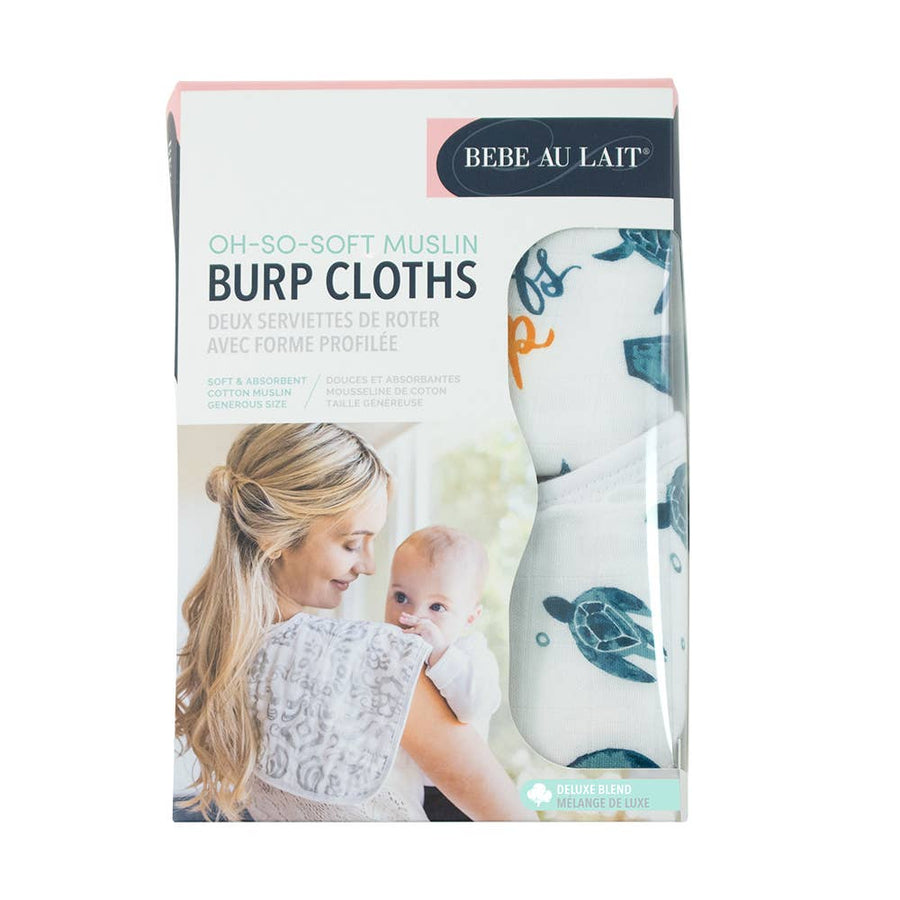 Oh So Soft Muslin Burp Cloth Set - Surf + Sea Turtles
