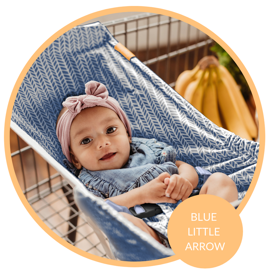Baby Shopping Cart Hammock - Blue Little Arrow Design