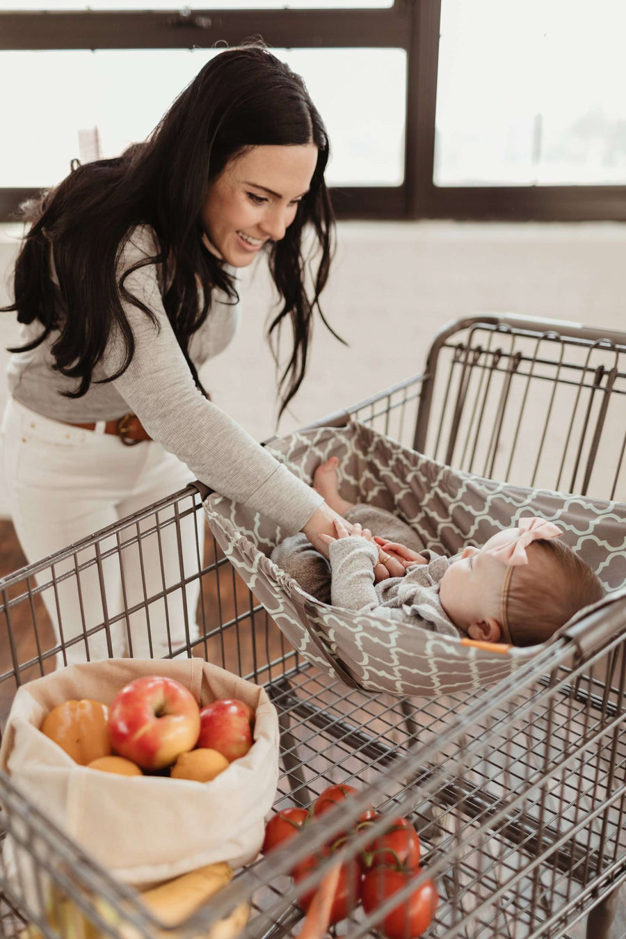 Baby Shopping Cart Hammock - Gray/Aqua