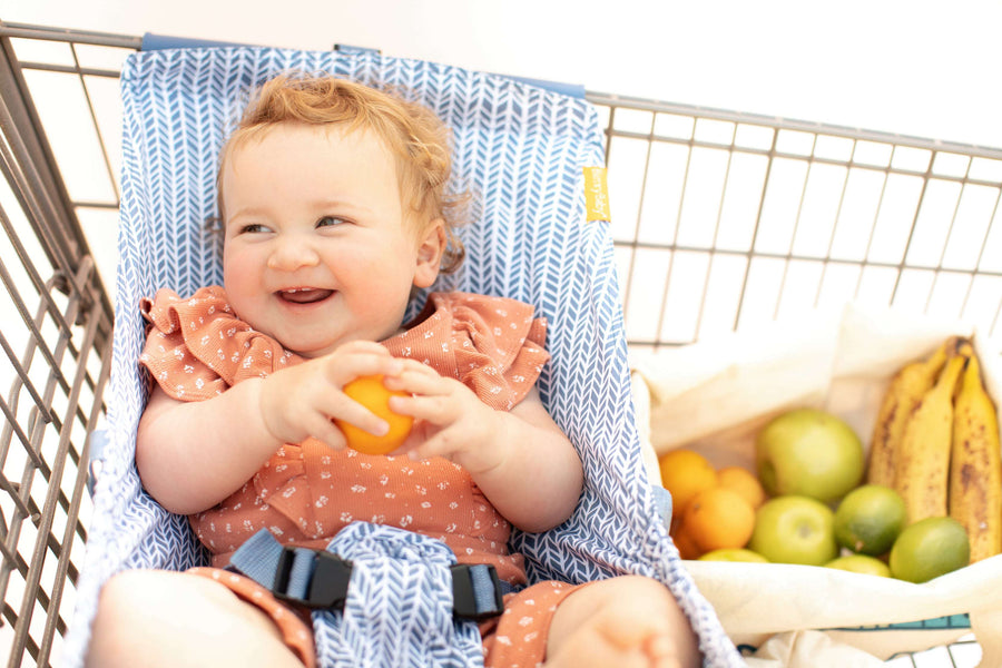 Baby Shopping Cart Hammock - Blue Little Arrow Design