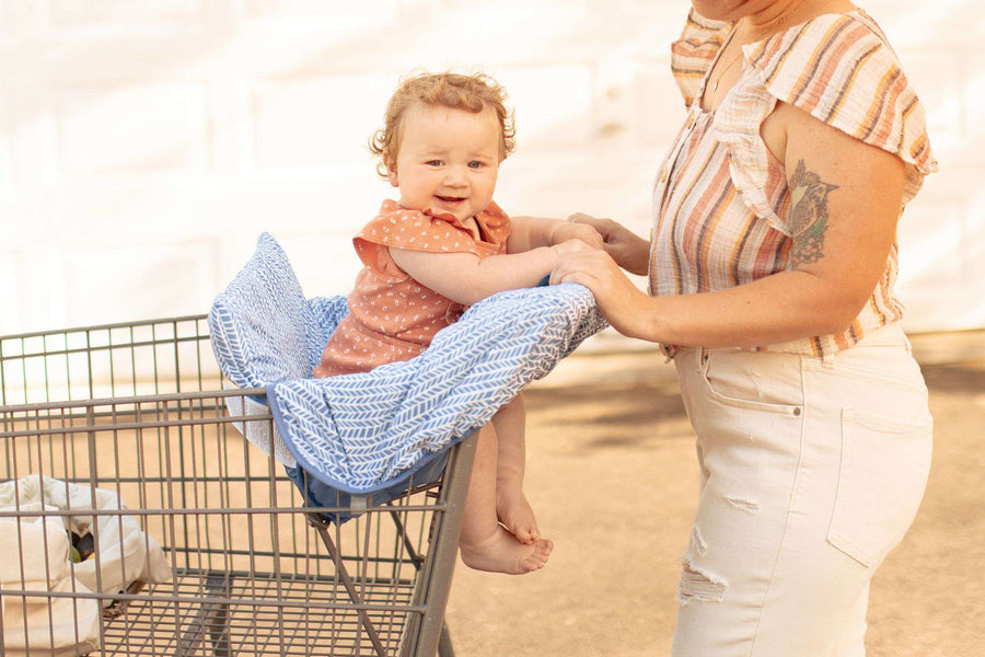 Baby Shopping Cart Cover - Blue Little Arrows Design
