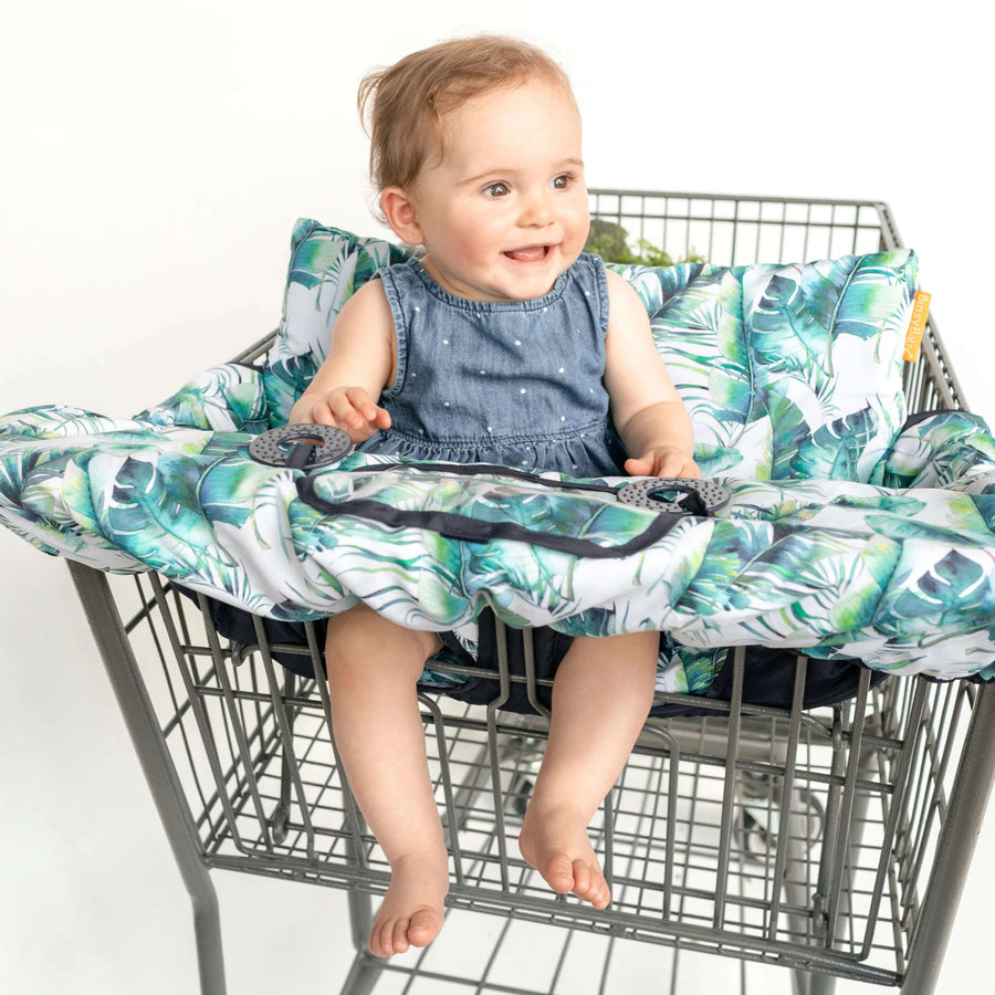 Baby Shopping Cart Cover - Tropical Day Leaf Print