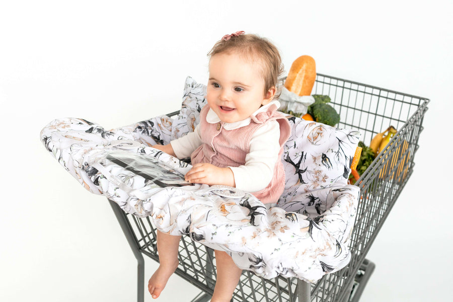 Baby Shopping Cart Cover - Coming Up Roses Beautiful Floral Print