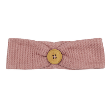 Pique Button Headband - Mauve