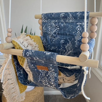 Indoor Baby/Child Swing - Blue Aztec