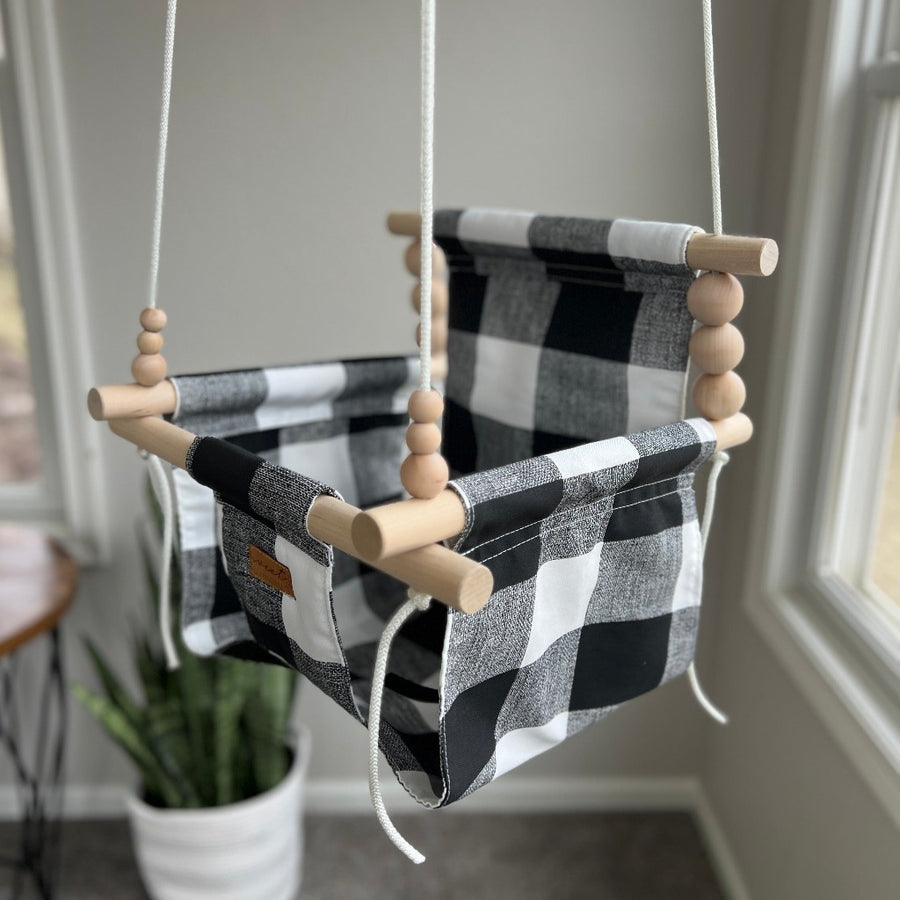 Indoor Baby/Child Swing - Black Buffalo Check