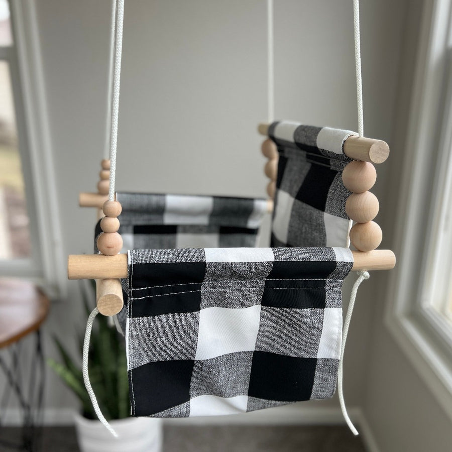 Indoor Baby/Child Swing - Black Buffalo Check