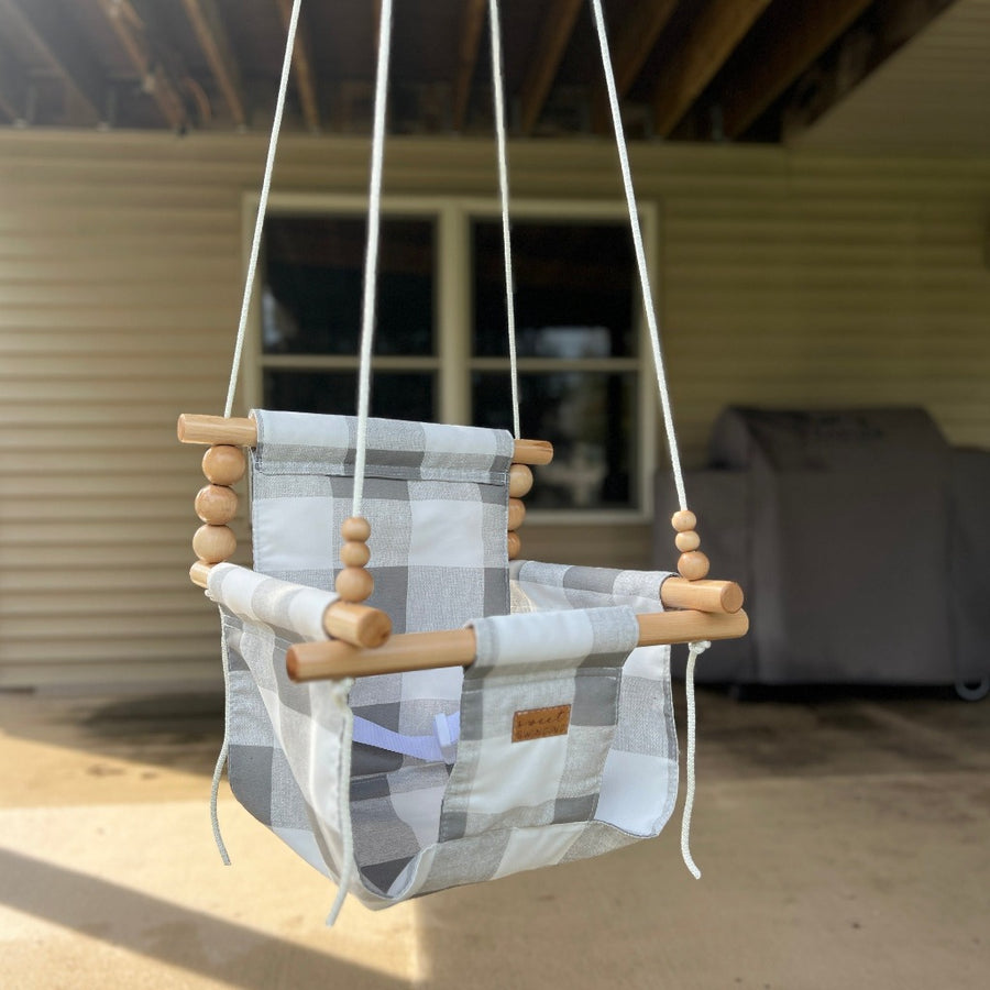 Outdoor Baby/Child Swing - Gray Buffalo Check