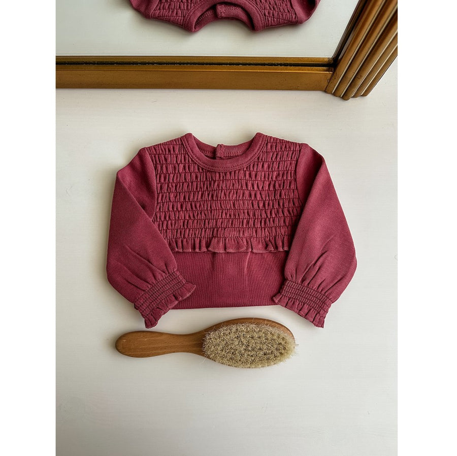 Organic Smocked Chest Bodysuit - Appleberry