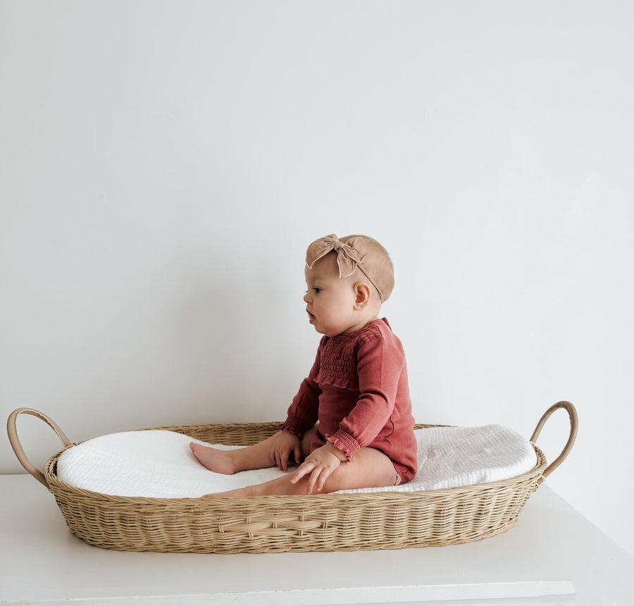 Organic Smocked Chest Bodysuit - Appleberry