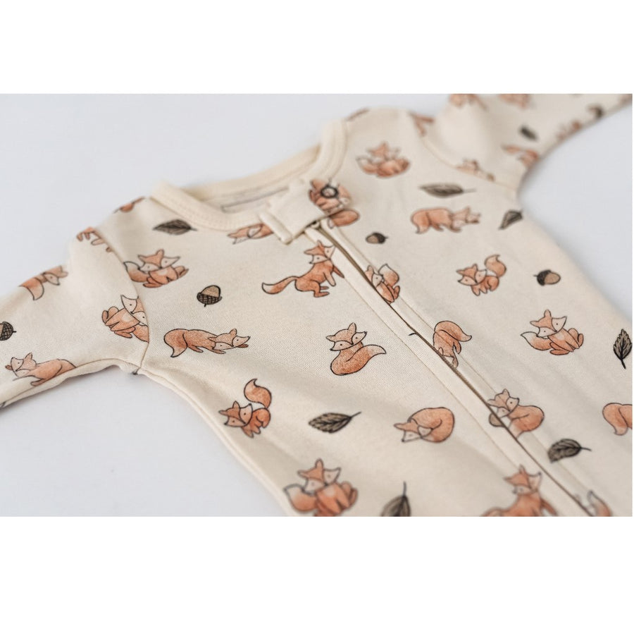 Organic 2-Way Zipper Footie - Foxy