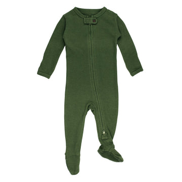 Organic Thermal 2-Way Zipper Footie - Forest