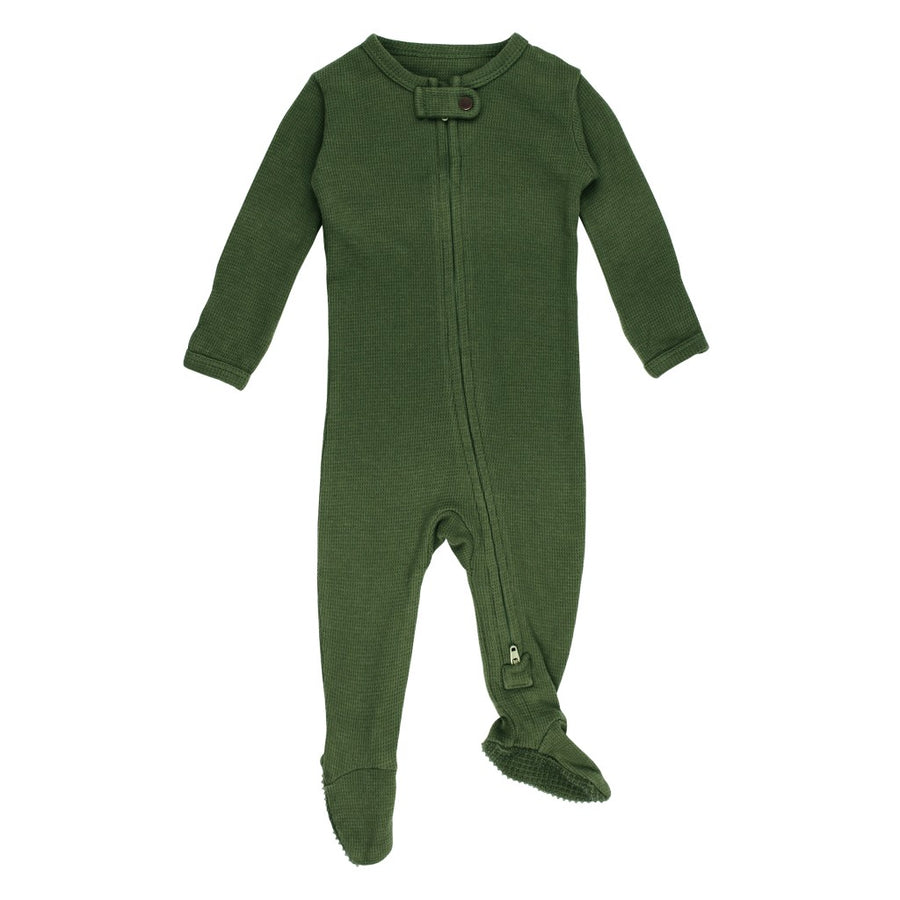 Organic Thermal 2-Way Zipper Footie - Forest