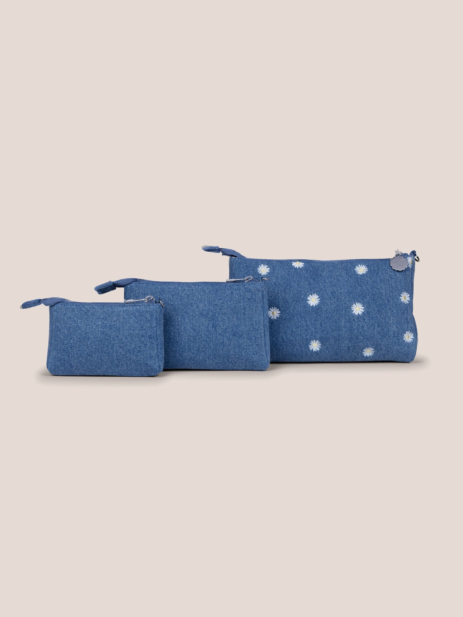 JuJuBe 3-piece Pouch Clutch Purse Set - Denim & Daisies – Natural