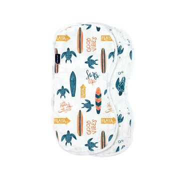 Oh So Soft Muslin Burp Cloth Set - Surf + Sea Turtles