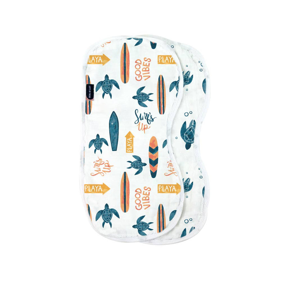 Oh So Soft Muslin Burp Cloth Set - Surf + Sea Turtles