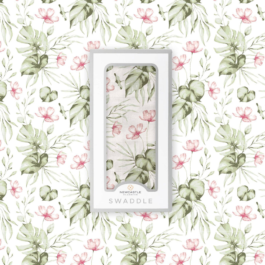 Bamboo Muslin Swaddle - Silver Pink Orchid