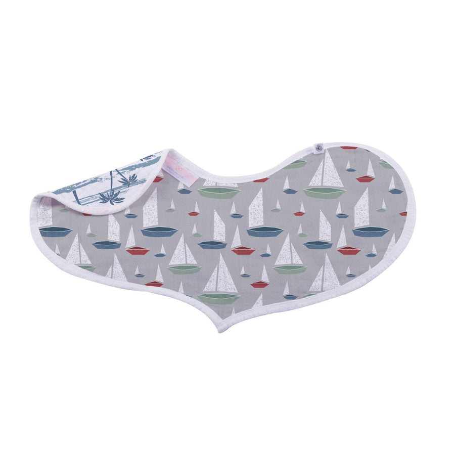 Bamboo Burp Cloth/Heart Bib Set of 2 - Ocean Tides