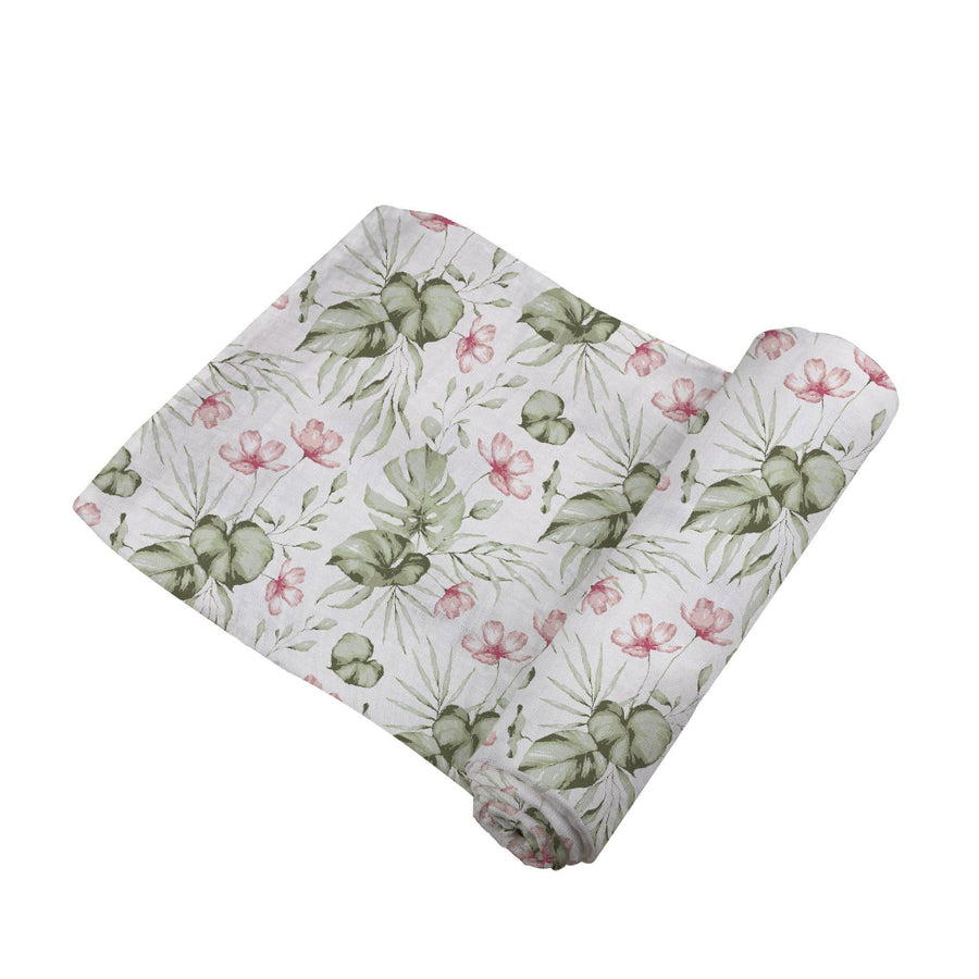 Bamboo Muslin Swaddle - Silver Pink Orchid