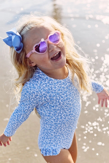 Baby and Kids Heart Polarized Sunglasses - Frosted Pink/Mirrored Lens