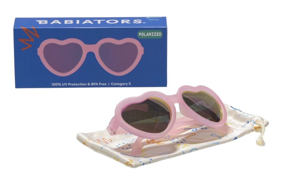 Baby and Kids Heart Polarized Sunglasses - Frosted Pink/Mirrored Lens