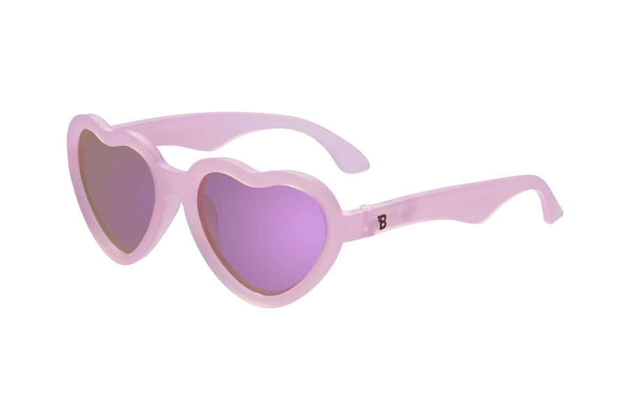 Baby and Kids Heart Polarized Sunglasses - Frosted Pink/Mirrored Lens