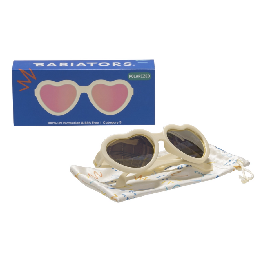 Baby and Kids Heart Polarized Sunglasses - Sweet Cream/Mirrored Lens