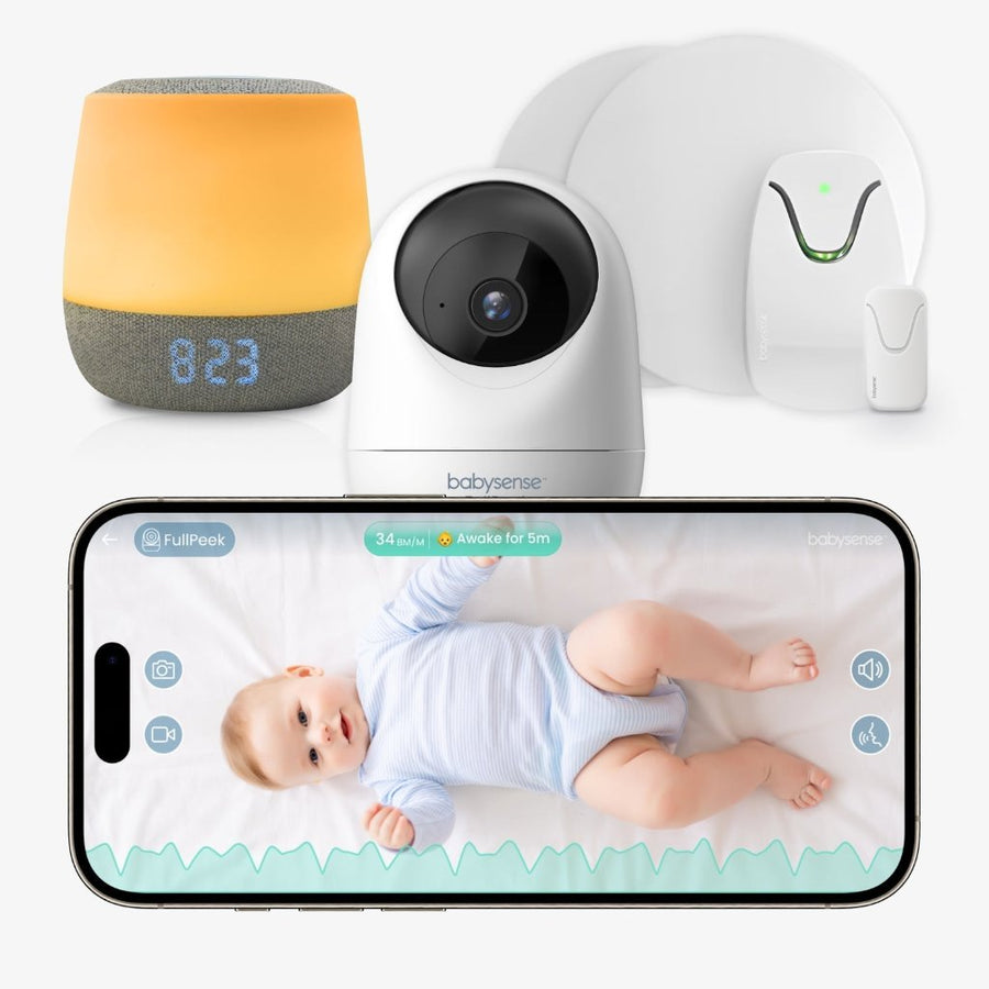 Babysense Safe Sleep Smart Nursery: Video Baby Monitor, Breathing Motion with Safety Alerts, Night Light & Sound Machine