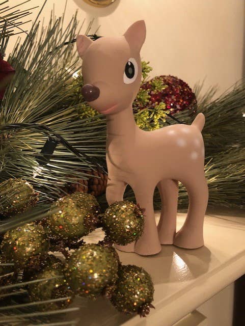 Ralphie Reindeer Organic Rubber Rattle, Teether, & Bath Toy