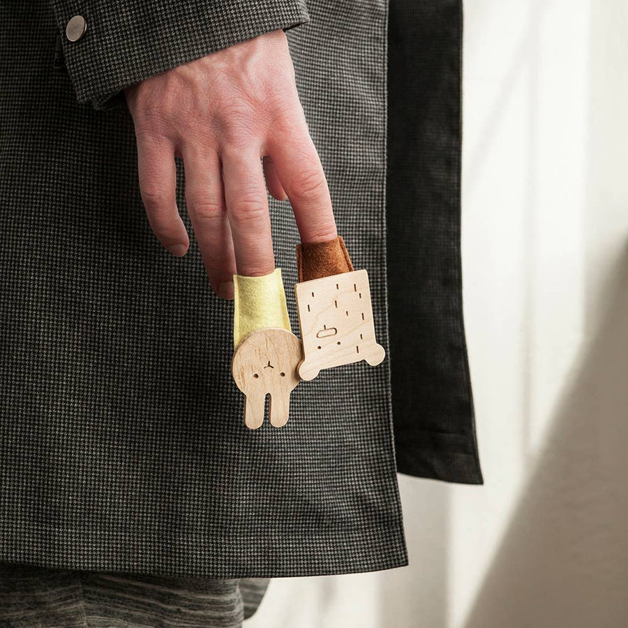 Birch + Felt Finger Puppet - Rabbit