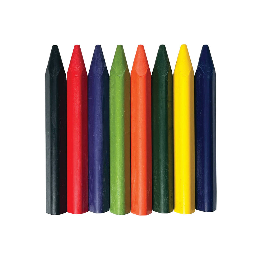 Set of colorful crayons on a white background