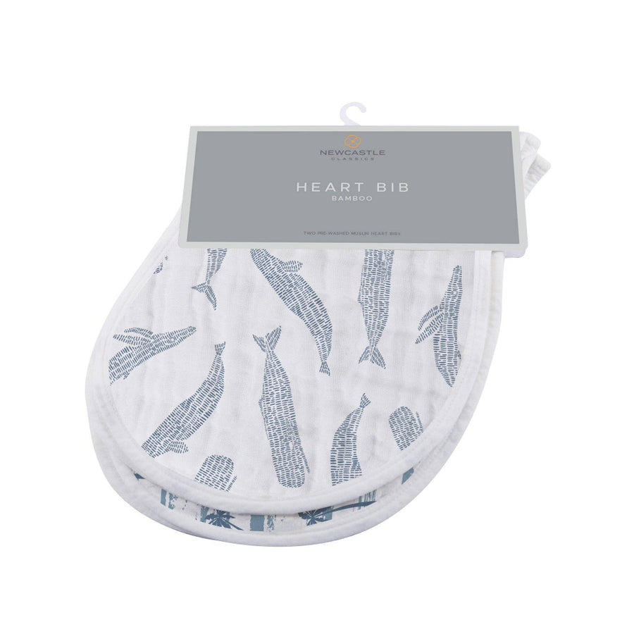Bamboo Burp Cloth/Heart Bib Set of 2 - Ocean Tides