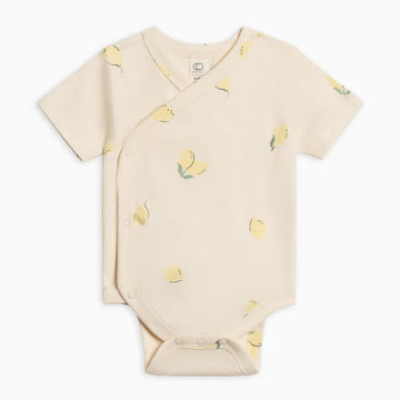 Lark Short Sleeve Kimono Bodysuit - Lemon