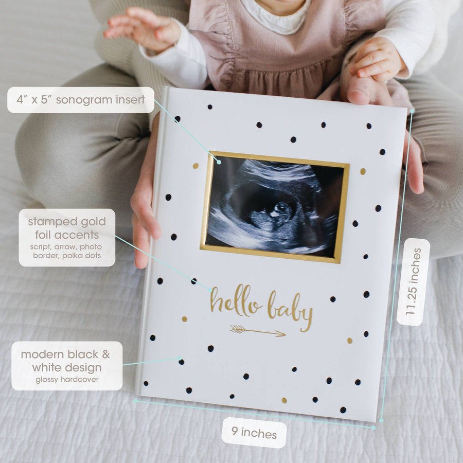 Hello Baby Baby Book, Black & Gold