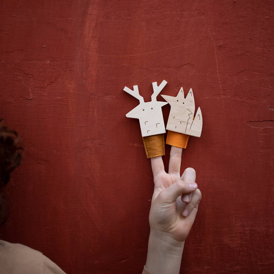 Birch + Felt Finger Puppet - Fox