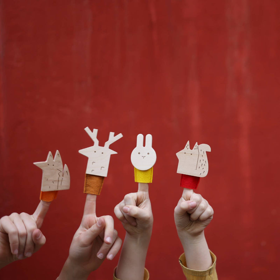 Birch + Felt Finger Puppet - Squirrel