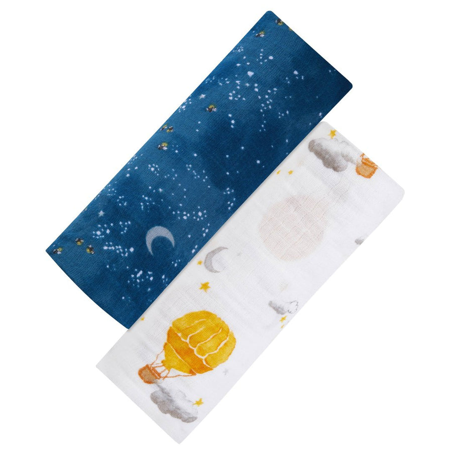 Organic Cotton Muslin Swaddle 2-Pack - Fly Me to the Moon