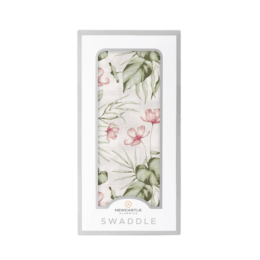 Bamboo Muslin Swaddle - Silver Pink Orchid