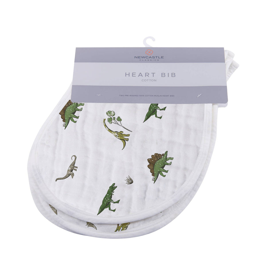 Cotton Burp Cloth/Heart Bibs Set of 2 - Dino Days