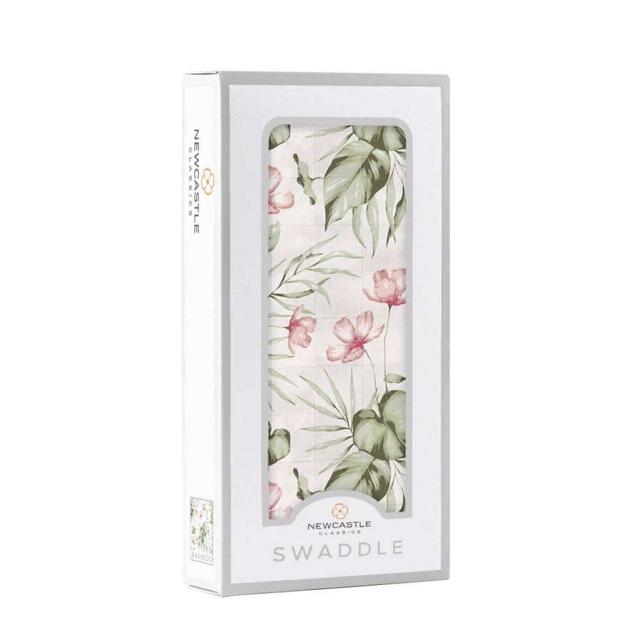Bamboo Muslin Swaddle - Silver Pink Orchid
