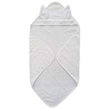 Organic Cottom Hooded Baby Towel with Rabbit Ears - White